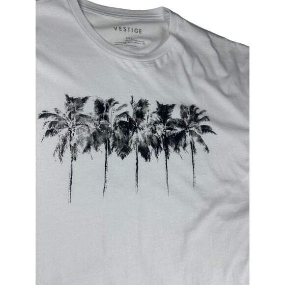 Vestige Men's White Palm Tree Graphic T-Shirt 2XL Crewneck Casual Summer Tee - Picture 5 of 8